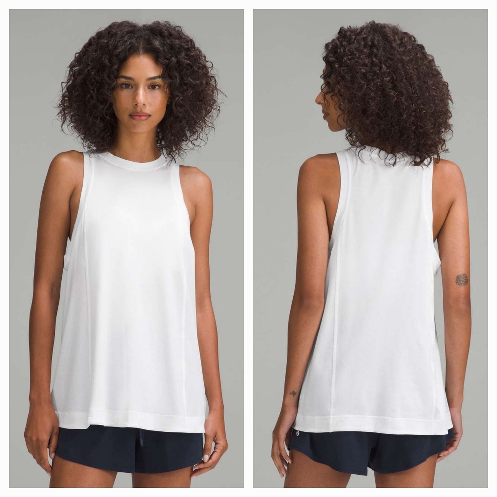Lululemon Long Cotton Crewneck Tank Top White Size 6/8